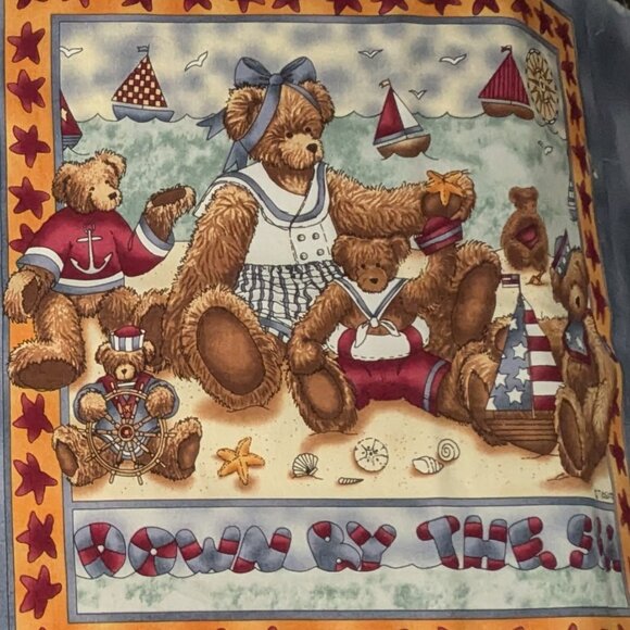 Quilt Cotton Fabric Panel: Bears "Down by the Sea" 31x29" - Picture 5 of 6